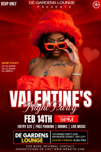 Red Neon Valentine's Day Party Template  Poster