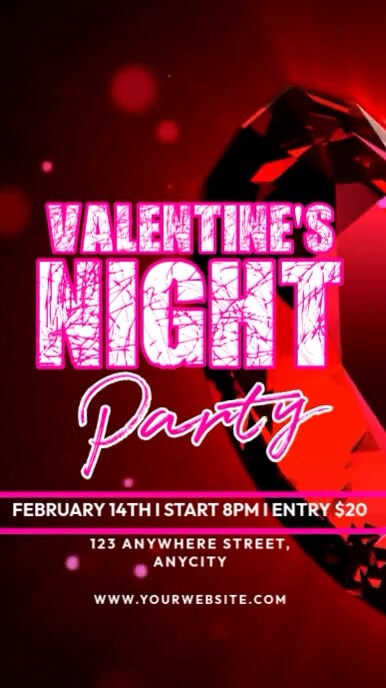 Red Neon Valentine's Night Party Reel Instagram template
