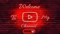 Red Neon Welcome To My Channel  Youtube Thumbnail template