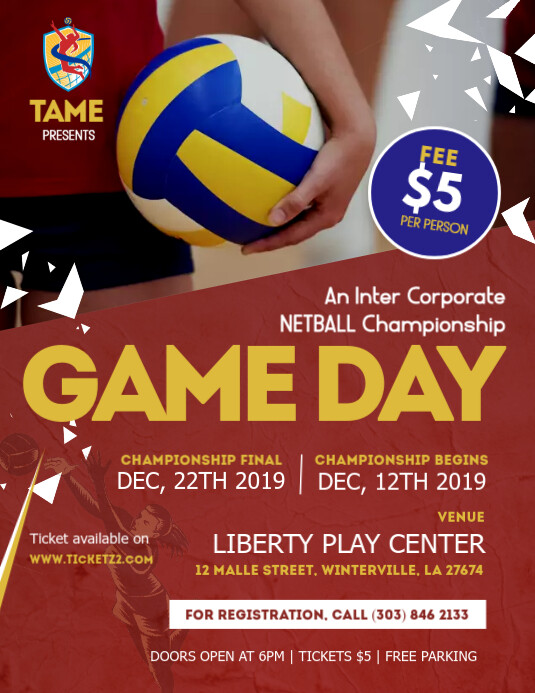 Copy of Red Netball Game Day Flyer PosterMyWall