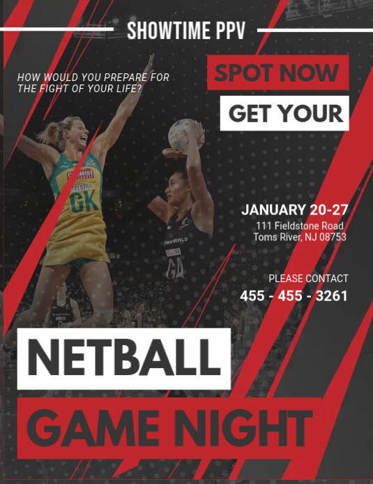 Copy of Red Netball Game Night Tournament Flyer | PosterMyWall