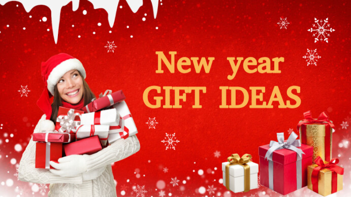 Red New Year Gift Ideas Youtube Thumbnail Template | PosterMyWall