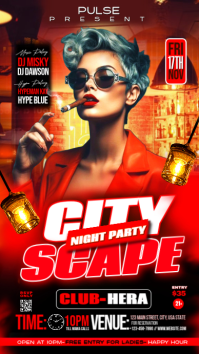Red Night Club Party Instagram Story Template