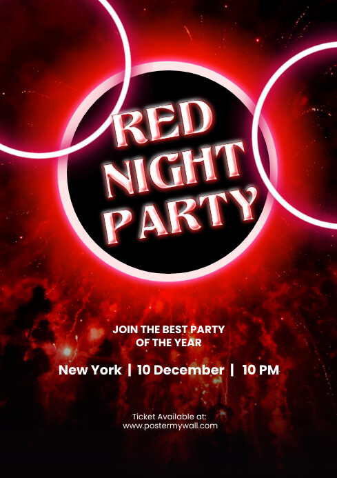 Red Night Party Club Poster Template | PosterMyWall