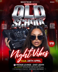 Red Old School Night Vibes Party Instagram Portrait Video template