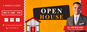 Red Open House Invite Facebook Cover template