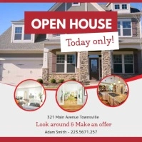 Red Open House Online Ad Quadrato (1:1) template