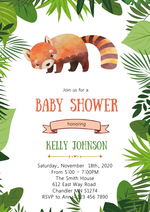 Red Panda Baby Shower Invitation Template Postermywall