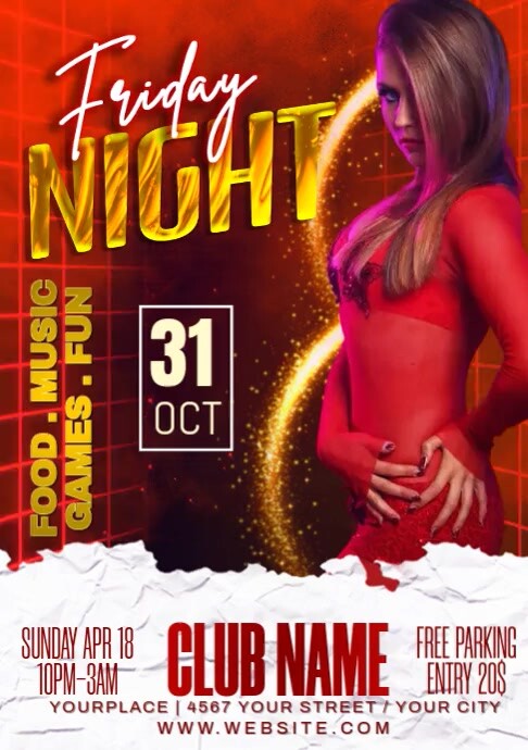 Red Party A3 Template | PosterMyWall