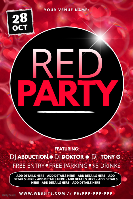 Red Party Poster Template | PosterMyWall