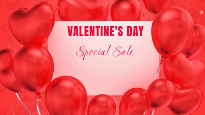 Red Pastel Animated Valentine's Day Sale Shopping Video Digital Display (16:9) template