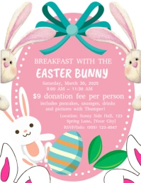Red Pastel Breakfast With The  Easter Bunny Flyer (us Letter) template