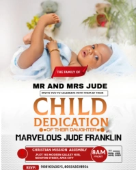 Red Pastel child dedication template Instagram portrait