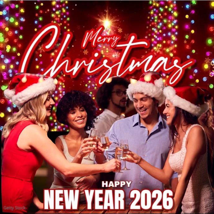 Red Pastel Christmas And New Year Wishes Instagram Post Template ...
