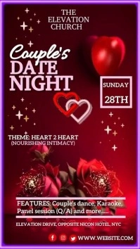 Red Pastel Couple's Date Night Invitation  In Instagram Reel template