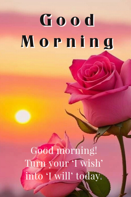 Red Pastel Good Morning Poster Plakkaat template
