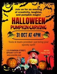 Red Pastel Halloween Pumpkin Carving Flyer (us Letter) template