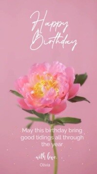 Red Pastel Happy Birthday Video Templates  Digital Display (9:16)