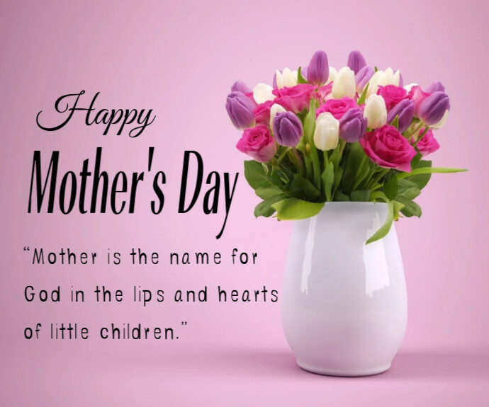 Red Pastel Happy Mother's Day Blessings  Medium Rectangle template