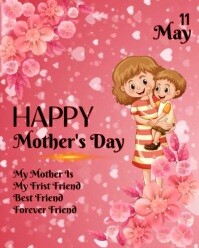 Red Pastel Happy Mother Instagram Portrait template