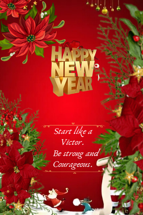 Red Pastel Happy New Year Poster Template | PosterMyWall