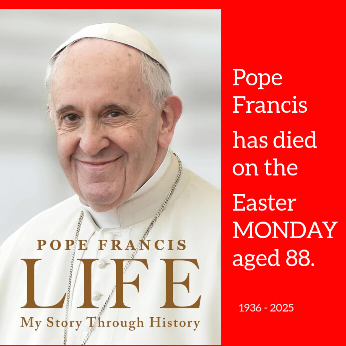Red Pastel Holy Father Francis  Instagram Post template