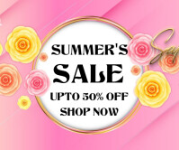 Red Pastel Hot Summer Sale Offer 50% Off Large Rectangle Malaking Rektangle template