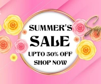 Red Pastel Hot Summer Sale Offer 50% Off Large Rectangle Malaking Rektangle template