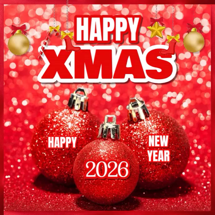 Red Pastel Merry Xmas And Happy New Year Instagram Post Template ...