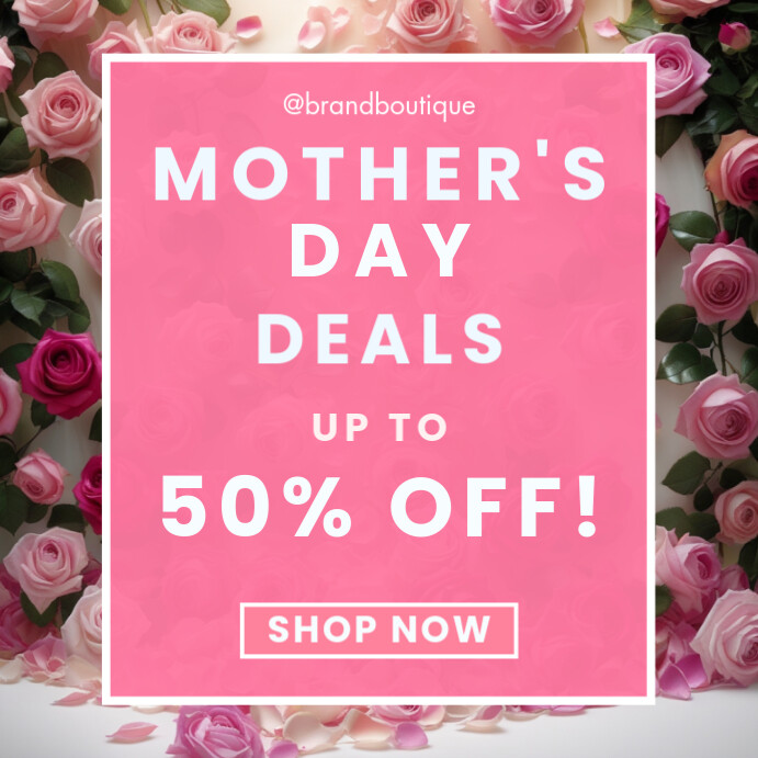 Red Pastel Mothers Day Deals Sale Boutique Online Shop Banner Poster Flyer Facebook   Instagram Post template