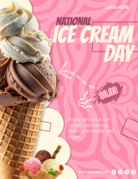 Red Pastel National Ice Cream Day Promotional Sale Flyer (us Letter) template