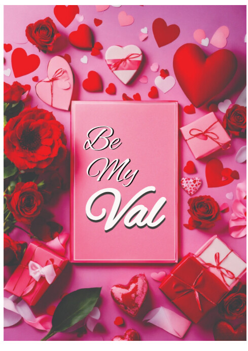 Red Pastel Pink Floral Valentine Card Frame A4 template