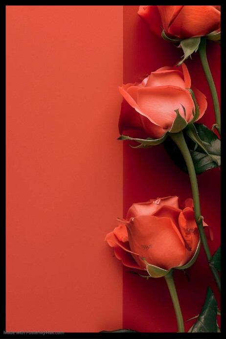 Red Pastel Red Roses And Paper Card Poster Template | PosterMyWall