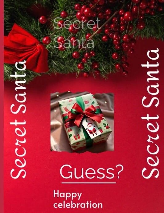 Red Pastel Secret Santa  Flyer (us Letter) template