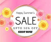 Red Pastel Summer Sale 50% Discount Medium Rectangle template