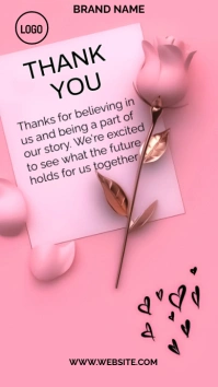 Red Pastel Thank You  Digital Display (9:16) template