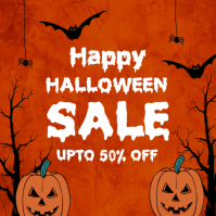 Red Pastel Trick Or Treat Sale Posters Logo Logotyp template