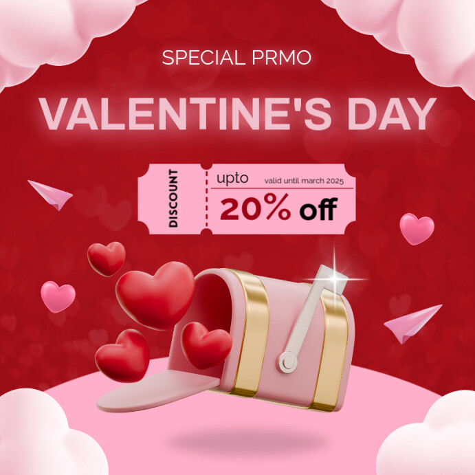 Red Pastel Valentines Day Sale Instagram Post template
