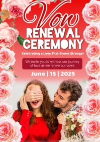 Red Pastel Vow Renewal Ceremony A1 template