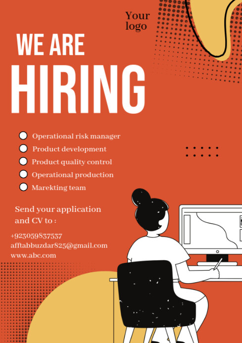 Red Pastel We Are Hiring Notice  A4 template