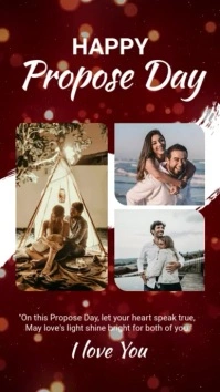 Red Photo Collage Happy Propose Day Instagram Story template