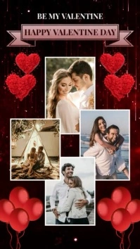 Red Photo Collage Valentine's Instagram Story template