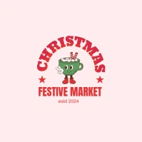 Red/pink/green/christmas/nostiagia/market/shop/symbol/unique/identity/retro Logo template