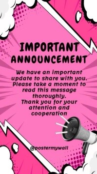 Rot Important Announcement Instagram Story Template