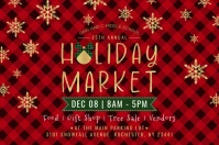 Red Plaid Christmas Holiday Market Banner Баннер 4' × 6' template