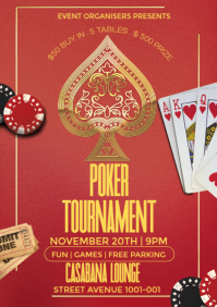 Red Poker Tournament Flyer  A3 template