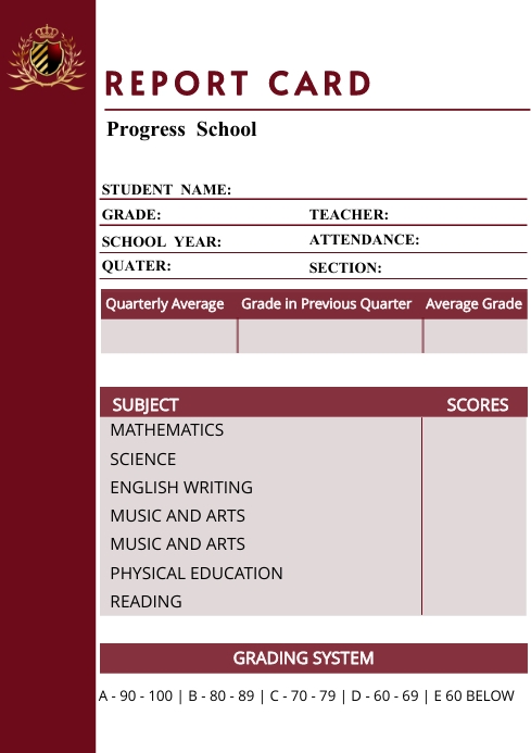 Isc Report Card High School Report Card Template