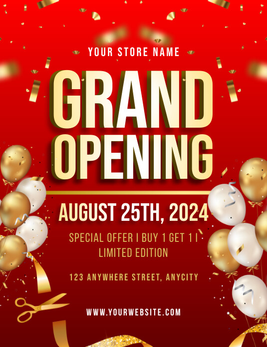 Copy of Red Profesional Grand Opening Pamflet (letter | PosterMyWall