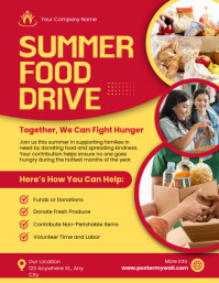 Red Profesional Summer Food Drive Pamflet (letter As) template