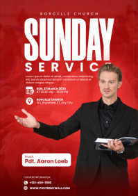 Red Profesional Sunday Service A4 template